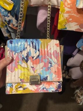 bebe purse and jacket set Floral Quilted Crossbody in White, Blue, Pink, Yellow